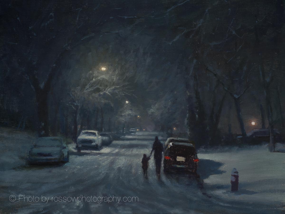 Recent Snow, Quiet Street 12x16 - Carl Bretzke