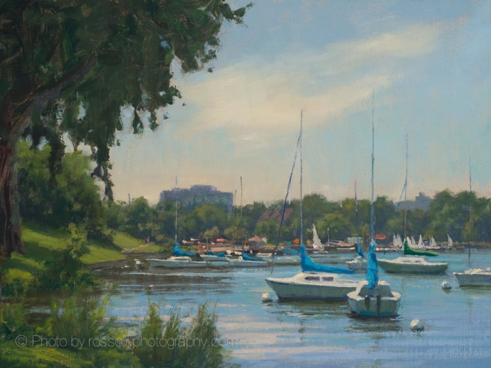 Uptown Boats 12x16-painting by Carl Bretzke