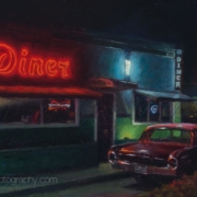 Diner After Hours-Painting by-Carl Bretzke