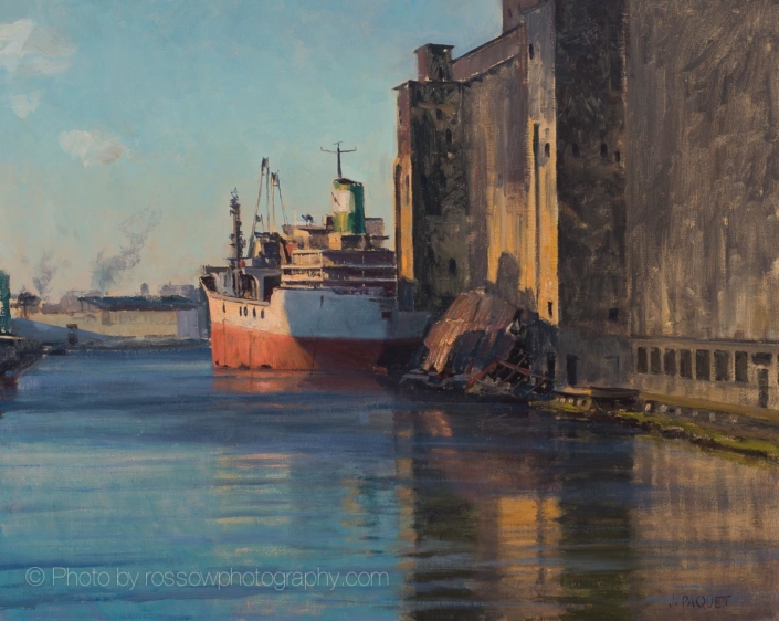 On the Waterfront, Redhook, Brooklyn-24x30-painting by Joe Paquet-