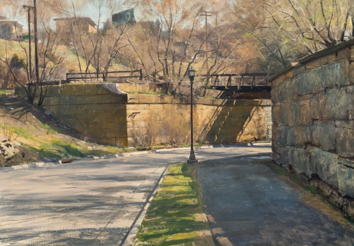 Trestle Shadow 28x40-painting by Joe Paquet