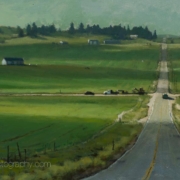 Foothills Crossroad 12x24 painting by Carl Bretzke