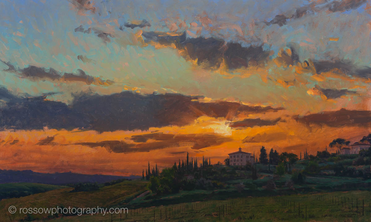 Joe Paquet painting photographed by Mitch Rossow - Sunset Tuscany 30x50 Joe Paquet painting photographed by Mitch Rossow - Sunset Tuscany 30x50