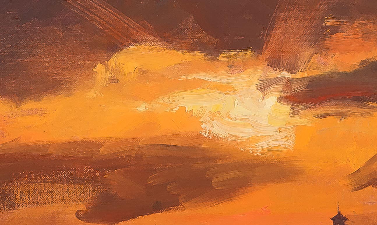 Sunset, Tuscany 30x50-painting by-Joe Paquet-detail