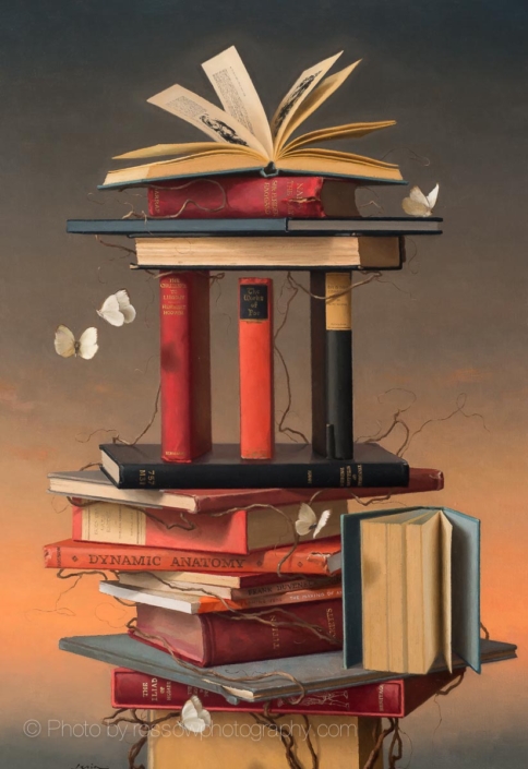 Books & Butterflies 5-painting by Steve Levinphotographed by Mitch Rossow -210731