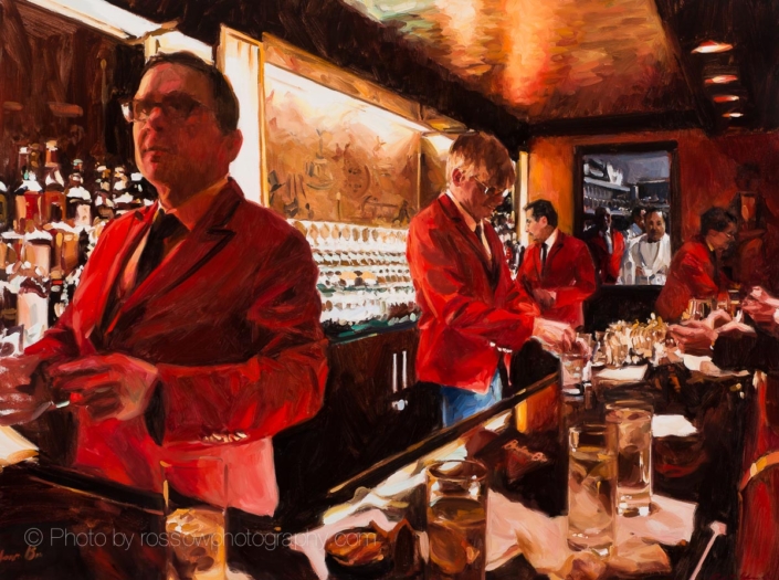 Bemelmans Bartenders 36x48-painting by Paul Oxborough-photographed by Mitch Rossow
