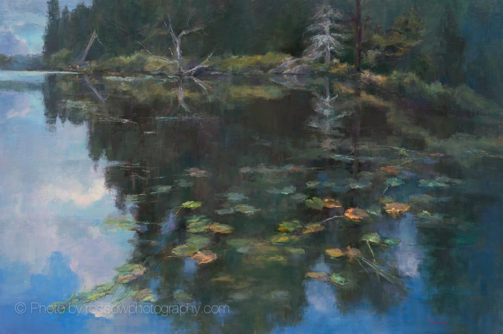 Northwoods Lake - painting by Sue Wipf photographed by Mitch Rossow