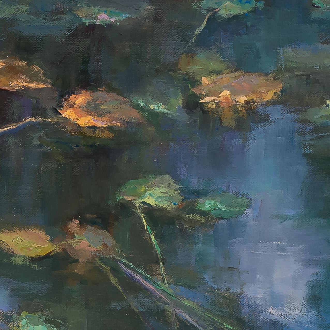 Northwoods Lake - painting by Sue Wipf photographed by Mitch Rossow -detail
