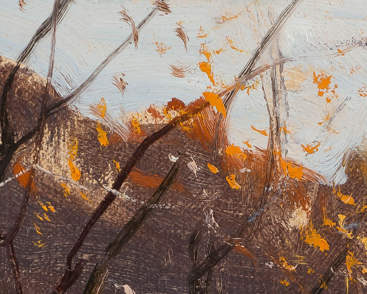 Autumn-Backlit-Trees-8x105 - painting by Joe Paquet photographed by Mitch Rossow -detail
