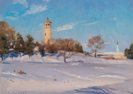 First Snow, Saint Paul-8x10.5 - painting by Joe Paquet photographed by Mitch Rossow