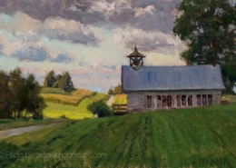 Schoolhouse in Shadow 8x12 - painting by Joe Paquet photographed by Mitch Rossow