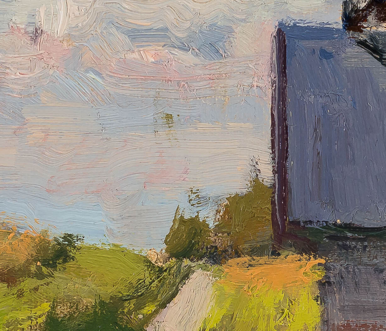 Schoolhouse-in-Shadow-8x12 - painting by Joe Paquet photographed by Mitch Rossow -detail