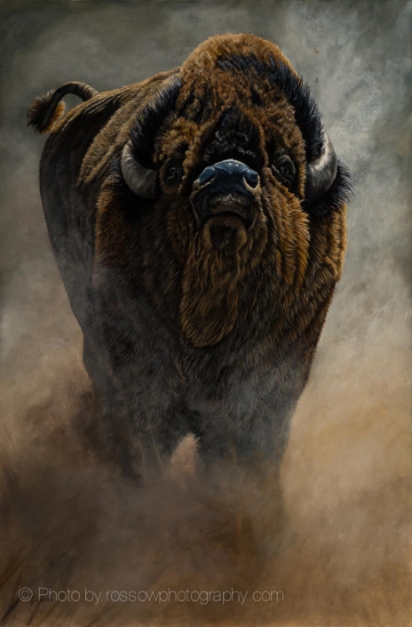 Formidable - Bison in Rut - painting by Johanna Lerwick photographed by Mitch Rossow
