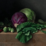 Cabbages and Chard - painting by Steve Levin photographed by Mitch Rossow