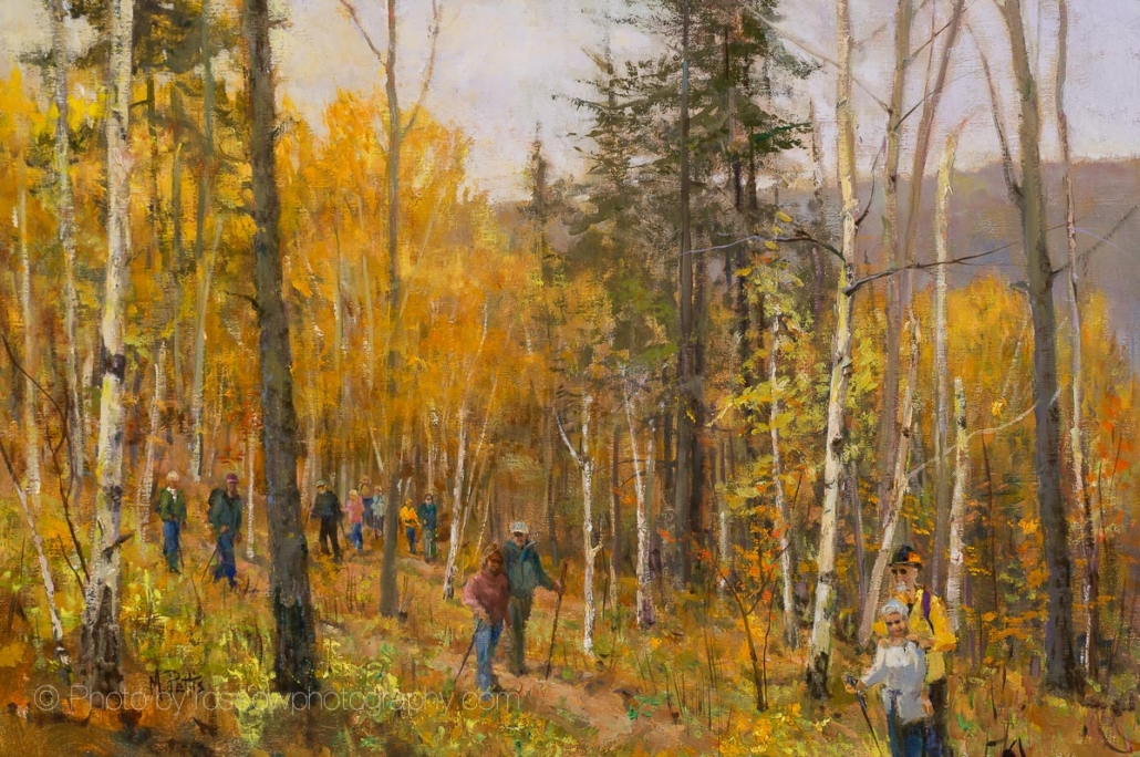 Hikers in the Woods - painting by Mary Pettis photographed by Mitch Rossow