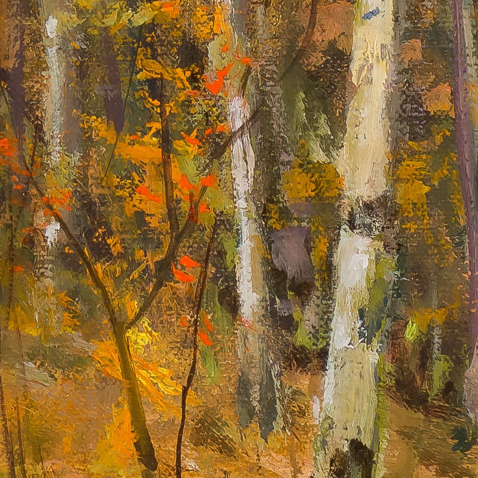 Hikers in the Woods - painting by Mary Pettis photographed by Mitch Rossow -detail