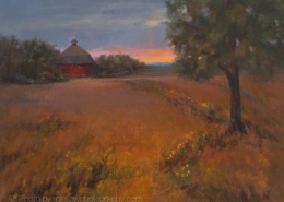 Round Barn at Hassan-painting by Sue Wipf-200912