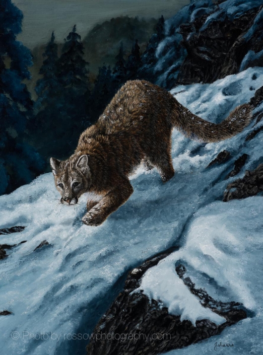 In The Night - Cougar - painting by Johanna Lerwick photographed by Mitch Rossow