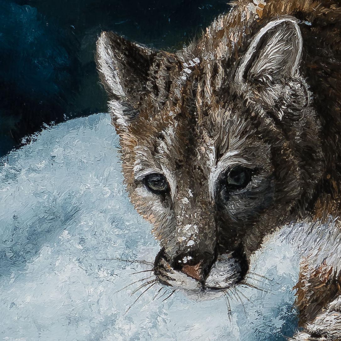 In The Night - Cougar - painting by Johanna Lerwick photographed by Mitch Rossow -detail