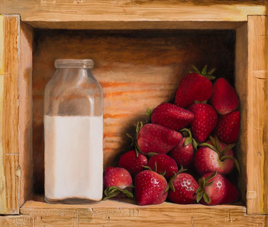 Strawberries and Cream - painting by James Vose photographed by Mitch Rossow