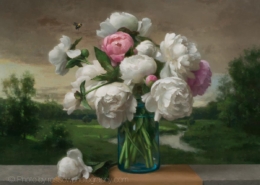 White Peonies - painting by Steve Levin photographed by Mitch Rossow