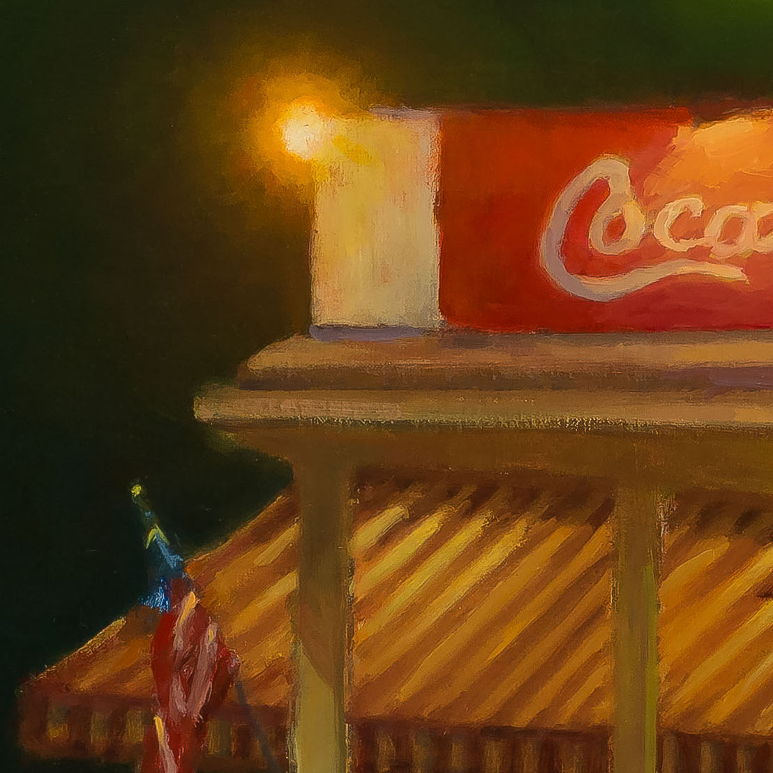 Carl Bretzke painting photographed by Mitch Rossow - The Last Waitress - 30x40 - detail