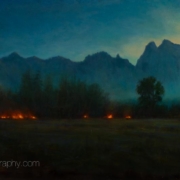 Carl Bretzke painting photographed by Mitch Rossow - Controlled Burn - Yosemite