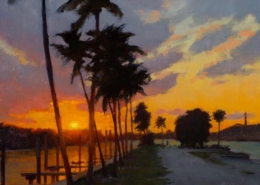 Carl Bretzke painting photographed by Mitch Rossow - Peninsula Sunset 16x16