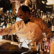 Paul Oxborough painting photographed by Mitch Rossow - Two Martinis 18x21