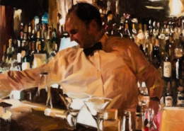 Paul Oxborough painting photographed by Mitch Rossow - Two Martinis 18x21