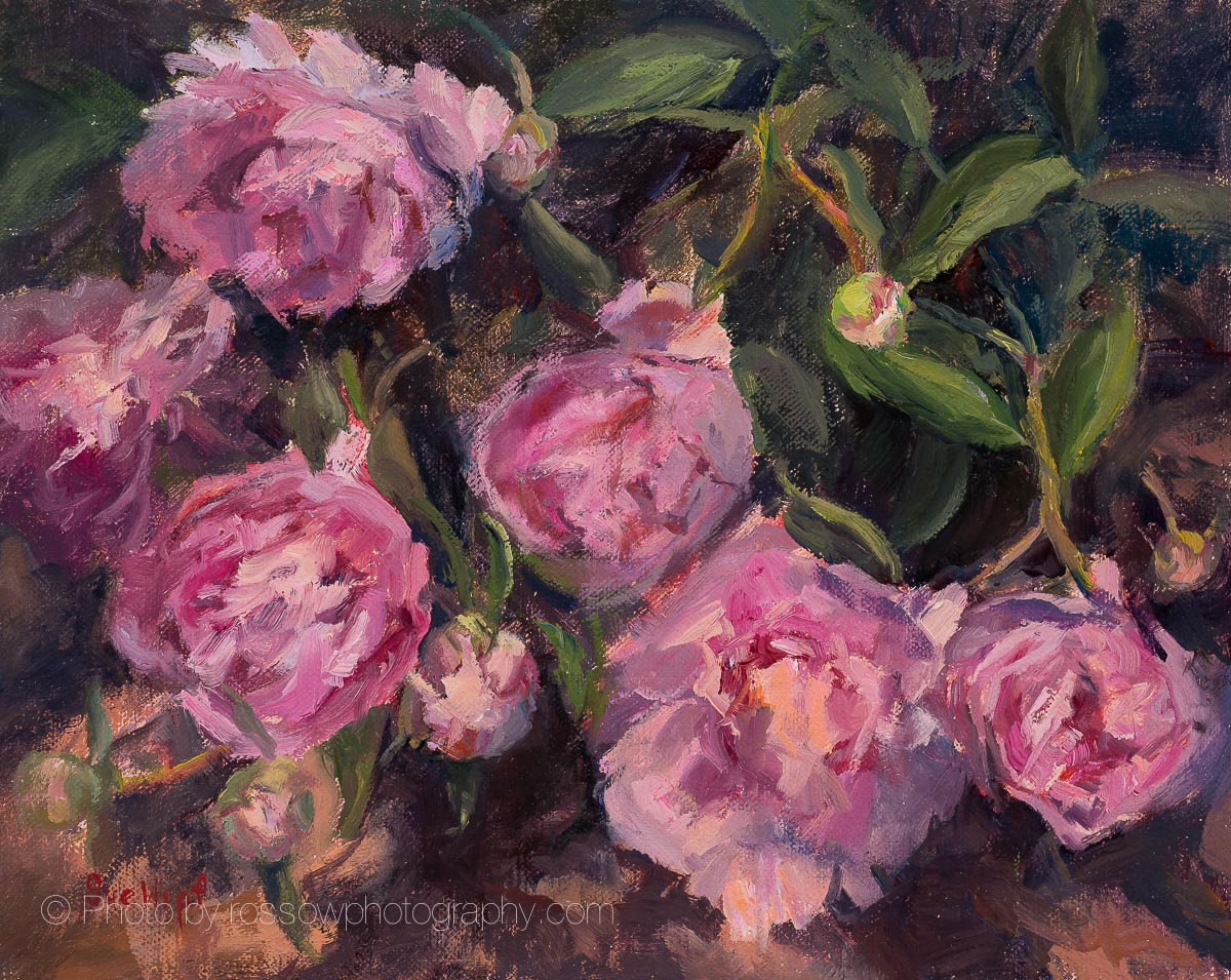 Sue Wipf painting photographed by Mitch Rossow - June's Peonies