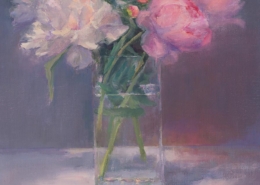 Sue Wipf painting photographed by Mitch Rossow - Peonies and Crystal