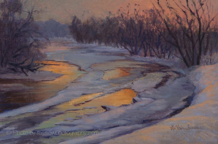 Cheryl LeClair-Sommer painting photographed by Mitch Rossow - Early Spring Thaw