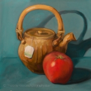 Katharine Gotham painting photographed by Mitch Rossow - Teapot and Apple