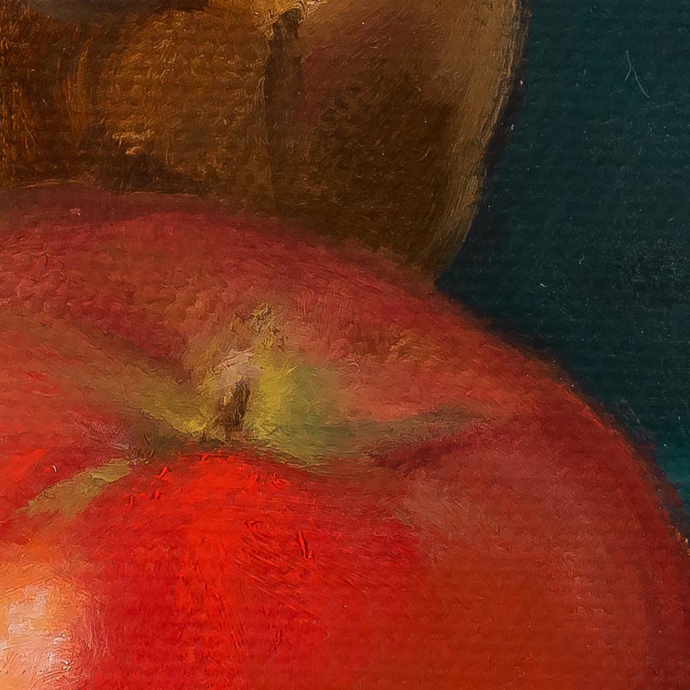 Katharine Gotham painting photographed by Mitch Rossow - Teapot and Apple - detail