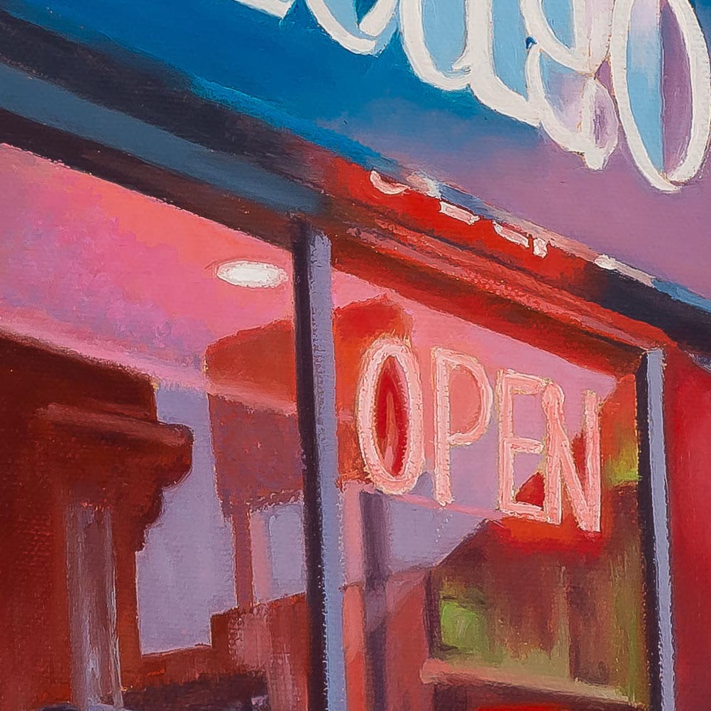 Kevin Komadina painting photographed by Mitch Rossow - Chicago Diner - detail