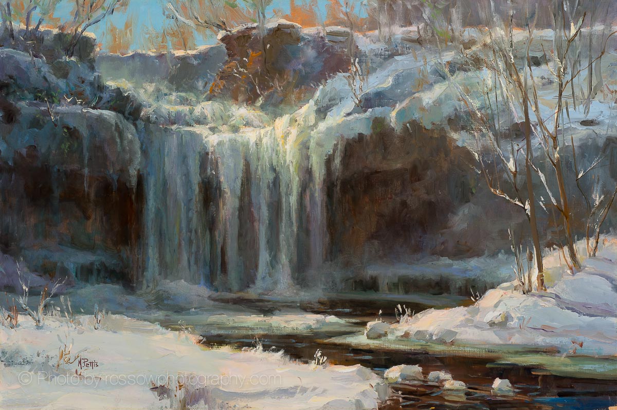 Mary Pettis painting photographed by Mitch Rossow - The Falls in Winter