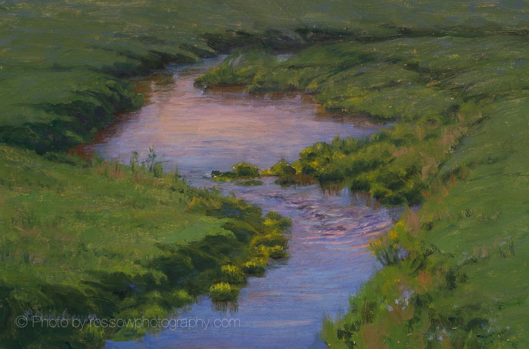Cheryl LeClair-Sommer painting photographed by Mitch Rossow - Belle Creek Reflections