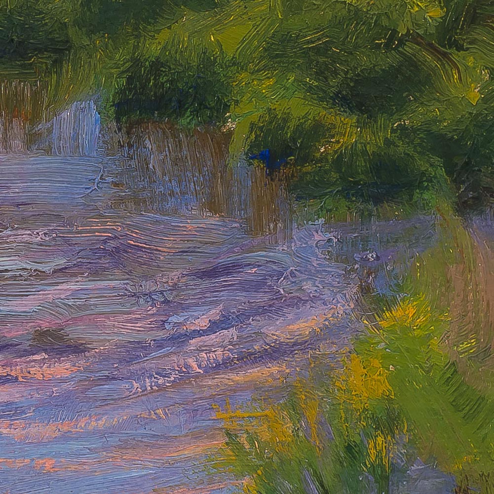 Cheryl LeClair-Sommer painting photographed by Mitch Rossow - Belle Creek Reflections - detail