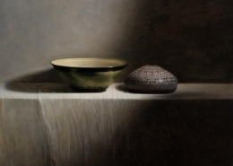 Andrew Sjodin painting photographed by Mitch Rossow - Hand Thrown Bowl and Nicaraguan Pot