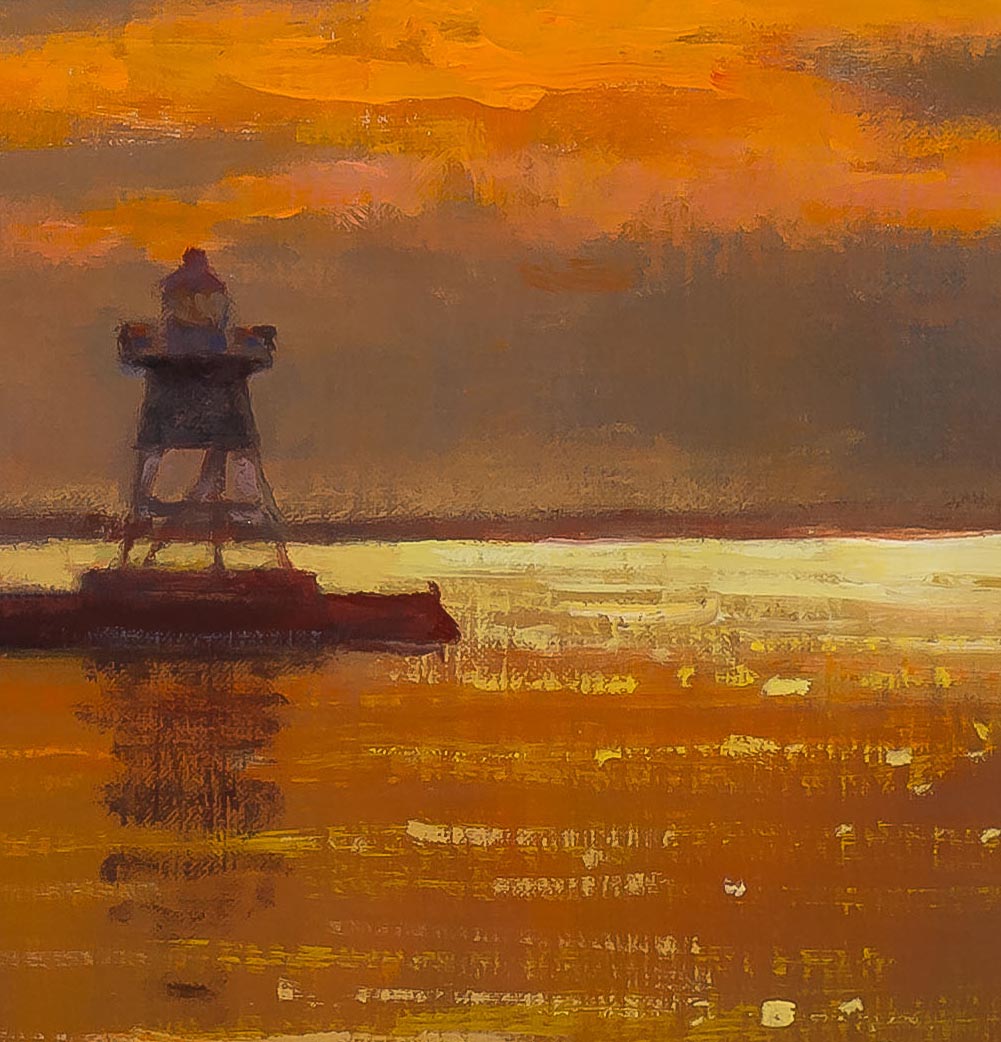 Carl Bretzke painting photographed by Mitch Rossow - Great Lakes Grandeur - detail