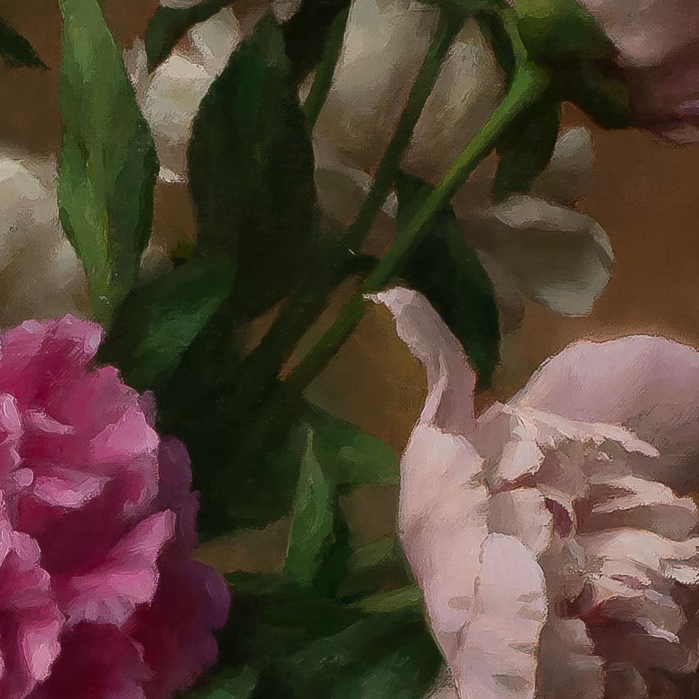 Steve Levin painting photographed by Mitch Rossow - Peonies and Sunset - detail