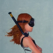 Jane Grant-Abban painting photographed by Mitch Rossow - One Day I'll Be A Deep Sea Diver ‐ Canvas ‐ 30 x 24