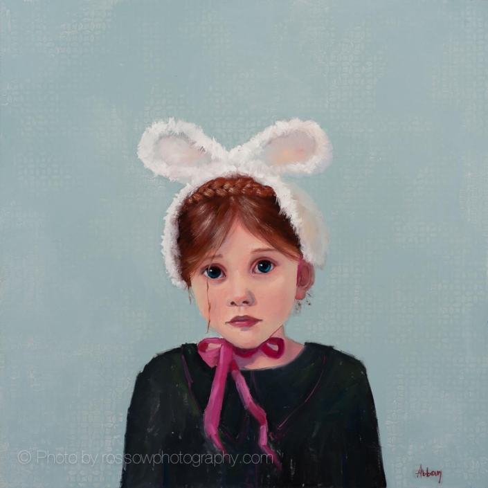 Jane Grant-Abban painting photographed by Mitch Rossow - Easter Bunny Ears Portrait ‐ Canvas ‐ 24 x 24