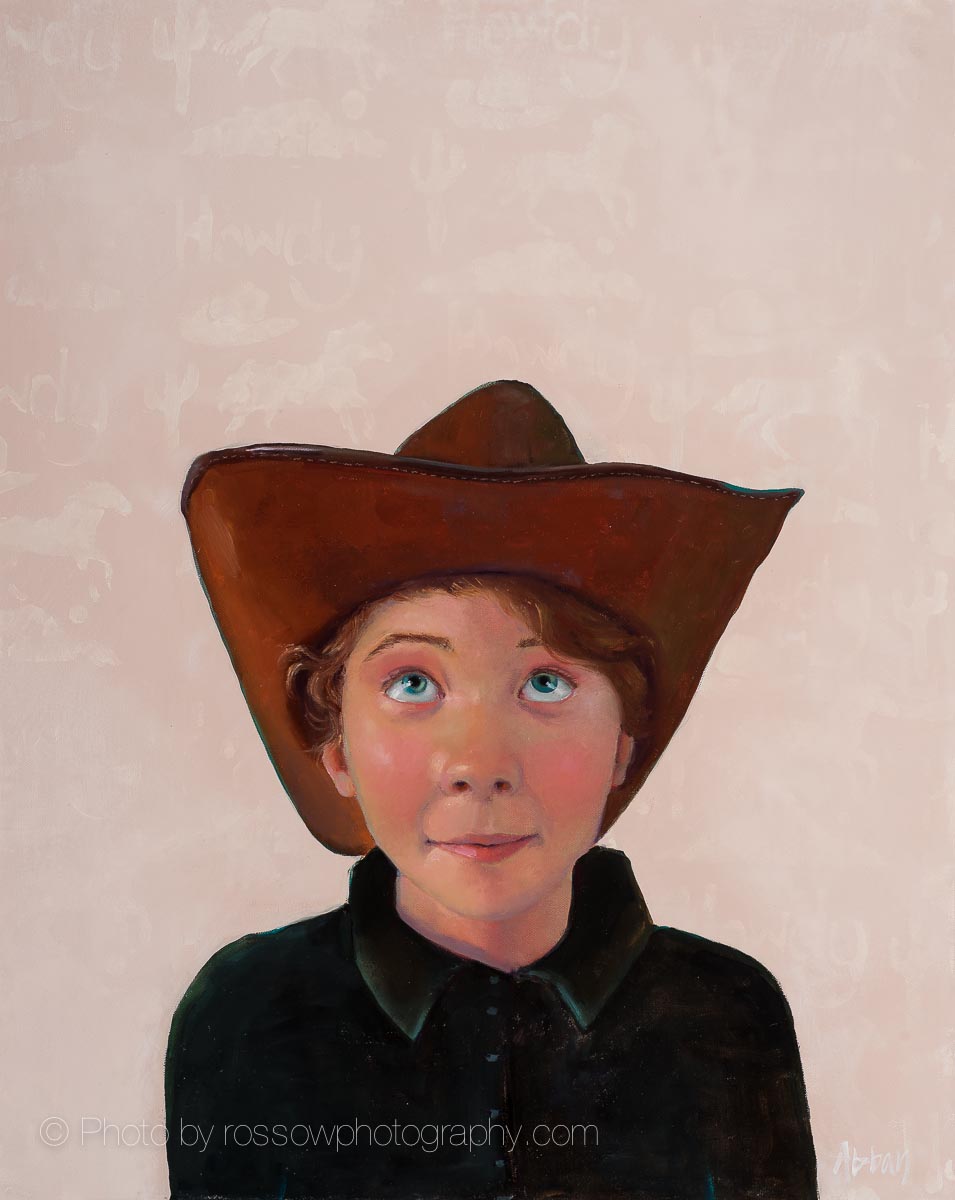 Jane Grant-Abban painting photographed by Mitch Rossow - One Day I'll Be A Cowgirl 30x24