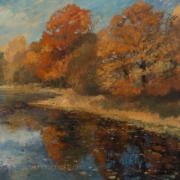 Carl Cedegren painting photographed by Mitch Rossow - Autumn, Big Marine Reserve 36x48
