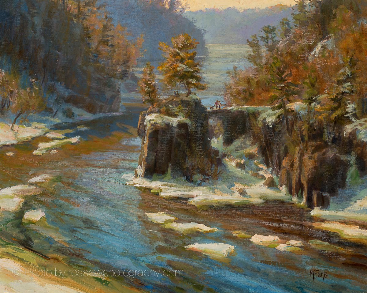 Mary Pettis painting photographed by Mitch Rossow - Ice Flows on the St. Croix 16x20