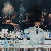 Paul Oxborough painting photographed by Mitch Rossow - Dry Martini Bar C 54x72