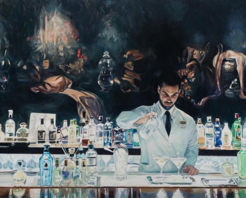 Paul Oxborough painting photographed by Mitch Rossow - Dry Martini Bar C 54x72