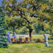 Louise Gillis painting photographed by Mitch Rossow - Bee Keepers